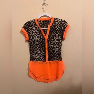 Rue21 Orange and Black Leopard Print Blouse